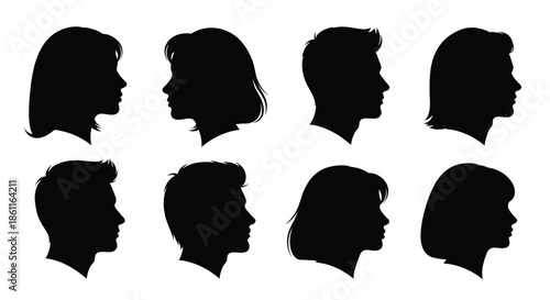 Collection of diverse facial profiles presented as a black silhouette