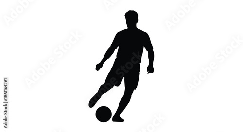 A dynamic male figure playing with a ball a striking silhouette