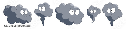  collection of cartoon style grey clouds with whimsical