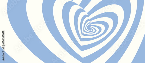  abstract hypnotic tunnel heart background light blue 