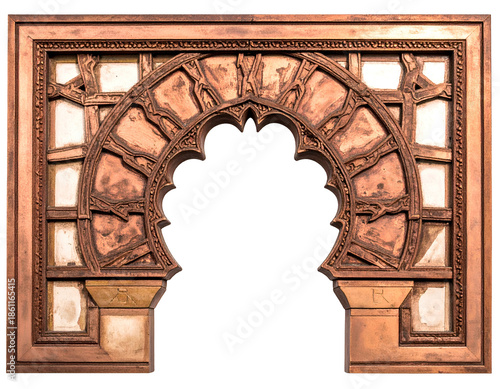 Ornate, arched architectural detail with mirrored segments