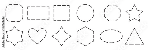 black dashed frame collection dashed outline geometric