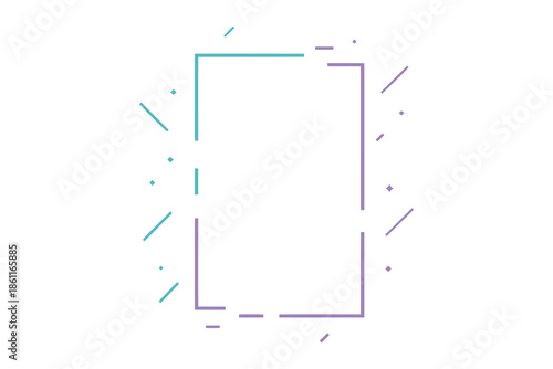 minimalist abstract geometric border frame with dashed lines