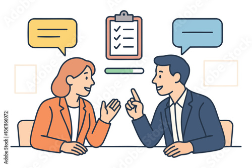 hr manager conducting job interview and performance review discussion