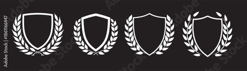 crest shield with a laurel wreath on a black background