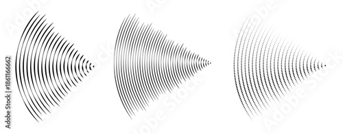 dotted and line sound wave signal set radial radio and 
