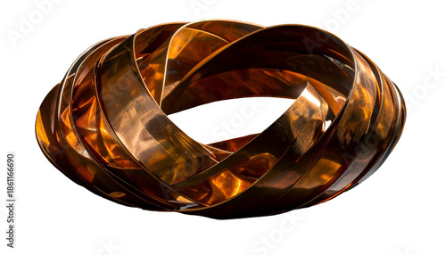 Sculptural bronze, twisted and intersecting bands create a dynamic form