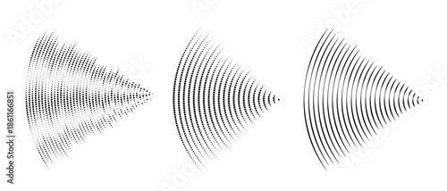 dotted and linear sound wave signal set radial radio