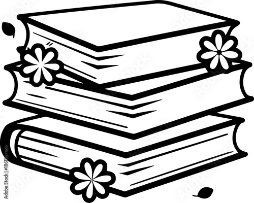 SVG vector illustration of flower clipart with a book.Book with Flower Arrangement for Creative Design