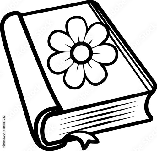 SVG vector illustration of flower clipart with a book.Floral Design with Open Book and Blooming Flowers