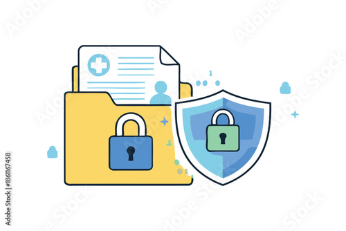 secure medical record folder with digital shield and lock protection