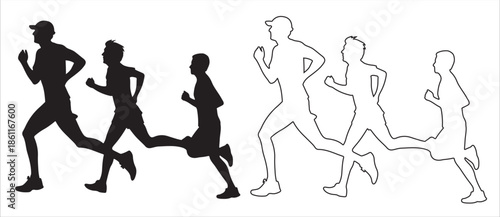 dynamic runners in silhouette