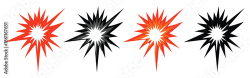 explosion icon set burst and impact symbols radiating 