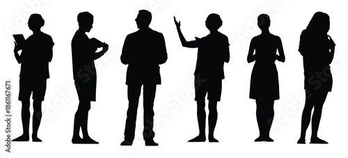 extensive silhouette collection of boys and girls standing