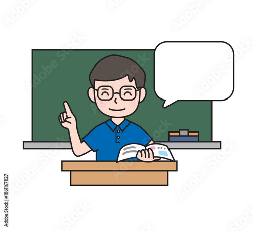 解説をする男性・吹き出し・コメント・先生