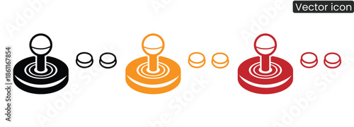 Vibrant joystick icons in black, orange, and red for dynamic gaming designs