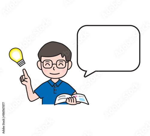 解説をする男性・吹き出し・コメント・先生