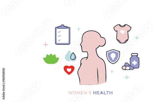 women's health and wellness concept with reproductive icons