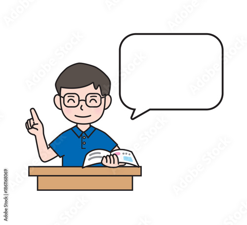 解説をする男性・吹き出し・コメント・先生