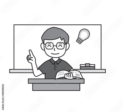 解説をする男性・吹き出し・コメント・先生