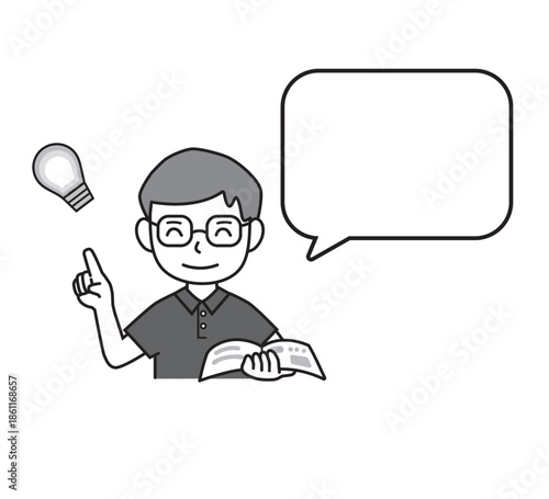 解説をする男性・吹き出し・コメント・先生