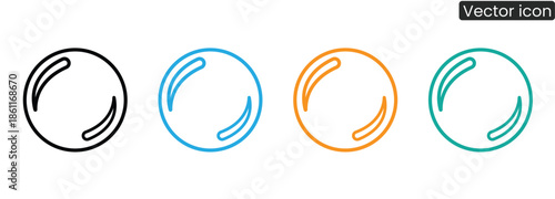 Set of modern vector icons featuring stylized circular shapes in black, blue, orange, and green, ideal for design projects, branding, and digital applications