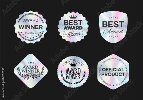 Hologram sticker and labels for official product and award winner genuine holographic seal 