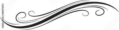 Elegant black ornamental swirl divider line art for wedding invitation and decorative frame design