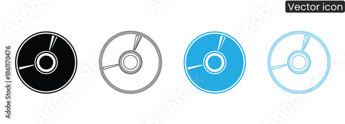 A set of modern CD icons in various styles and colors for commercial use