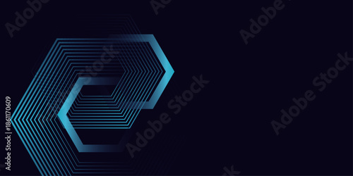 Dark blue black abstract presentation background. Linear Geometric Pattern in Light blue vector design ideal for presentation, banner, web, cover, poster, and corporate visuals. Vector dynamic shapes.