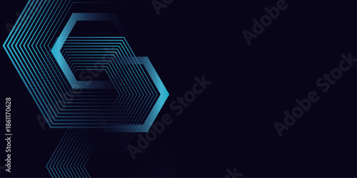 Dark blue black abstract presentation background. Linear Geometric Pattern in Light blue vector design ideal for presentation, banner, web, cover, poster, and corporate visuals. Vector dynamic shapes.