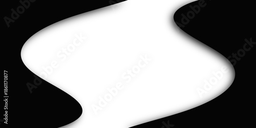 Vector illustration of a black silhouette of a woman with a flower and heart on a blank white paper sheet template with a 3d corner curl and elegant curve line design