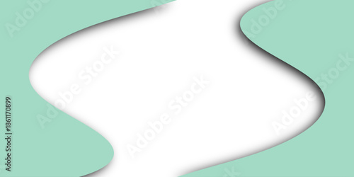 Vector illustration of an abstract green background featuring a blank paper sheet with a curled corner and wave patterns for business card or document template design space