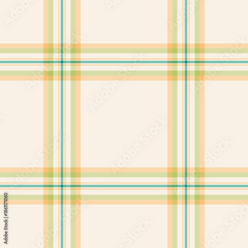 Quilted fabric pattern check, golf plaid tartan seamless. Graph texture vector textile background in old lace and orange colors.