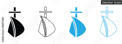 Collection of sailboat icons in various colors and line styles for versatile use