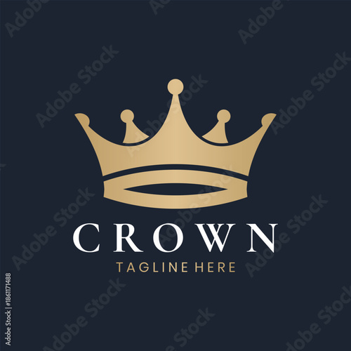 Elegant gold crown logo design