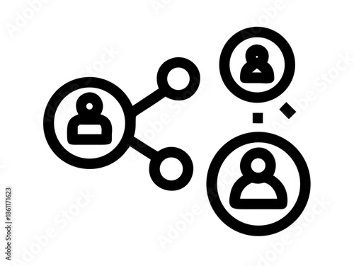 Black and White Social Interaction User and Group Network Icons