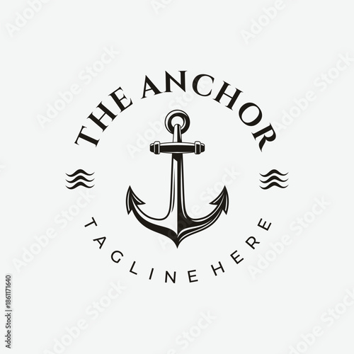 Nautical anchor logo design for marine and coastal