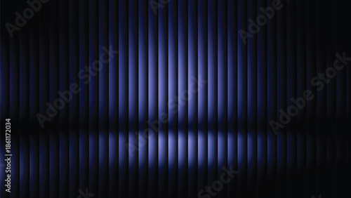 Glass ripple texture with dark gradient background and lilac light streaks. Futuristic distortion, moody abstract glow, reeded vertical blur. Vector illustration EPS