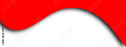 Abstract red wave banner design features a paper curl corner template with white vector illustrations for a blank Christmas holiday card or business sheet frame decoration