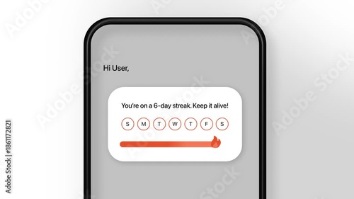Gamification of mobile UI, shows daily streak/progress section expansion