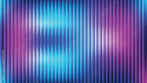 Glass ripple texture with dark gradient background and lilac light streaks. Futuristic distortion, moody abstract glow, reeded vertical blur. Vector illustration EPS