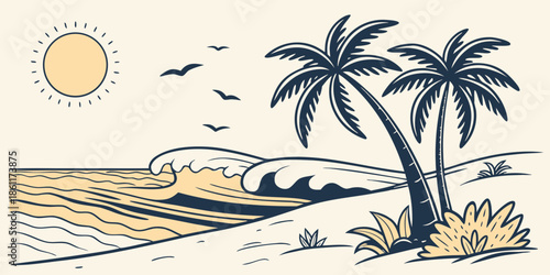 tropical island with palm trees