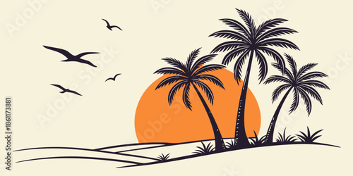 tropical island with palm trees