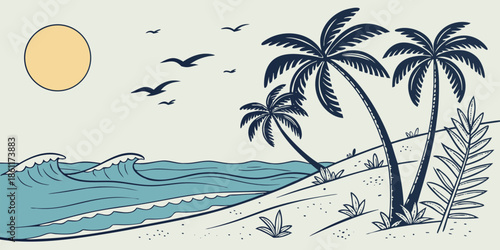 vector illustration of a tropical island
