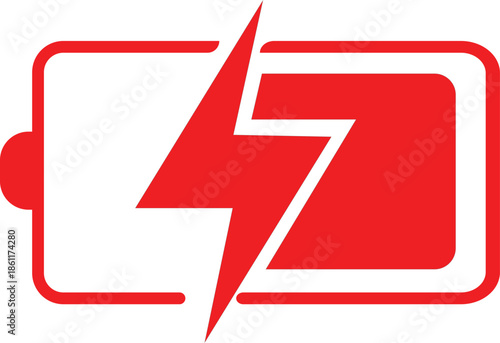 A red battery icon with a lightning bolt symbolizing low power or energy depletion