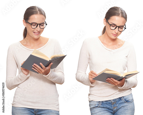 Young woman reading a book 