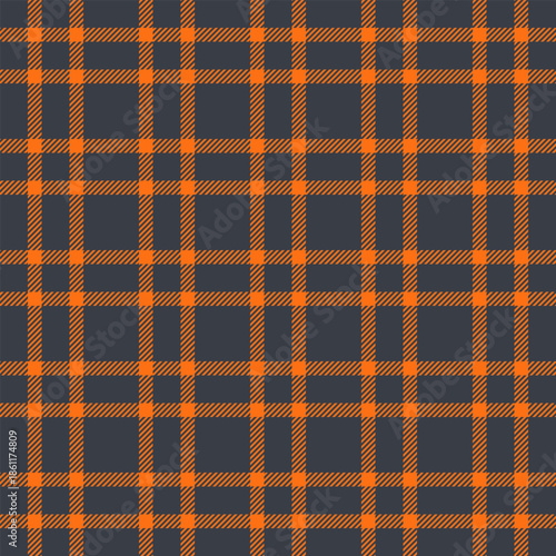 Down fabric seamless tartan, hotel check vector pattern. Layer plaid textile texture background in dark and pumpkin colors.