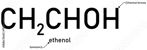 Ethenol chemical formula with callout titles