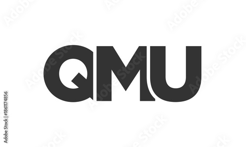 QMU logo design template with strong and modern bold text. Initial based vector logotype featuring simple and minimal typography. Trendy company identity.
